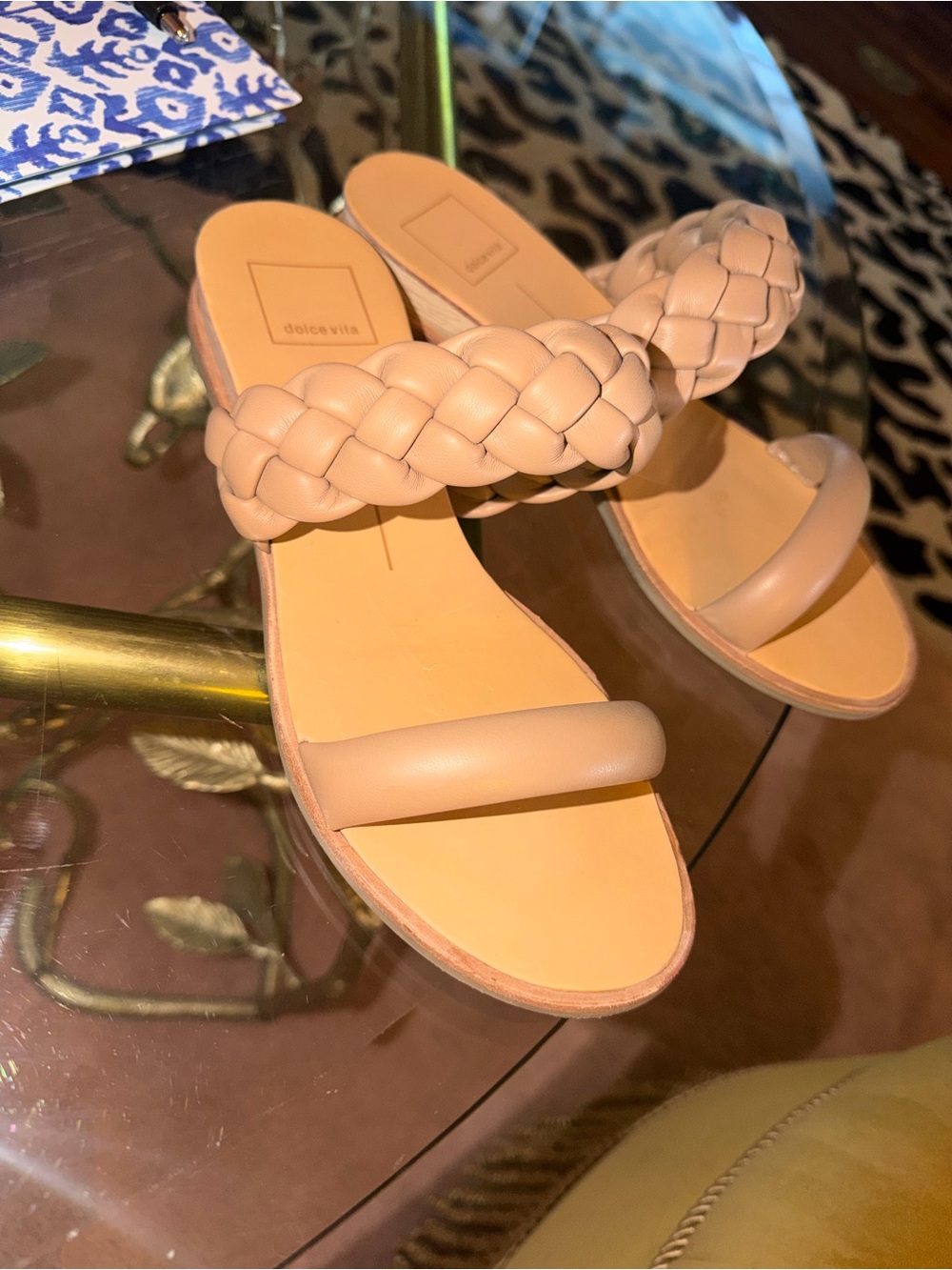 Dolce Vita Beige Braided Strap Slide Sandals